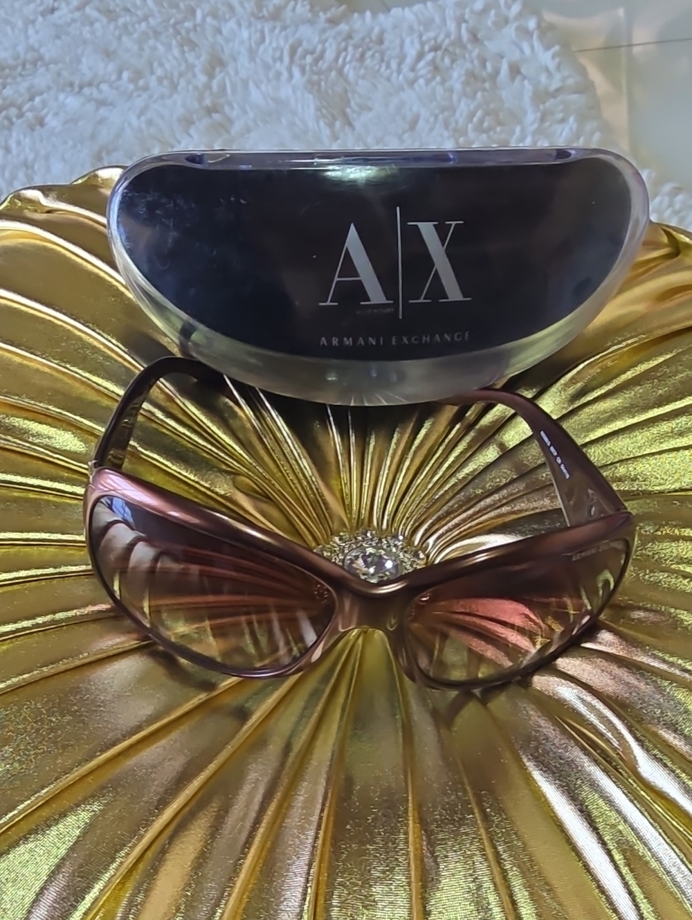 Armani Exchange Brown Gradient Wrap Sunglasses